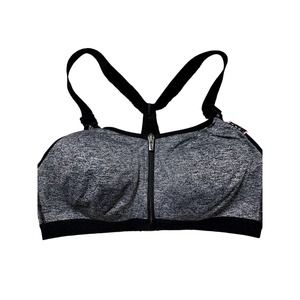 Victoria's Secret Sport Womens 36C Black & Grey Front Zip Racerback Sports Bra